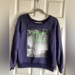 American Eagle Women's Navy Graphic Sweatshirt M